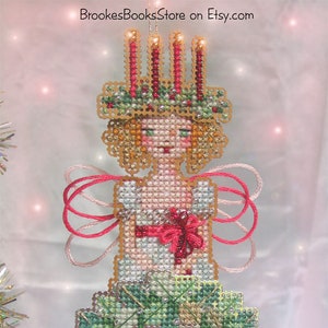 Brooke's Books Little Dickens Spirit of Christmas Past Ornament INSTANT DOWNLOAD Cross Stitch Chart