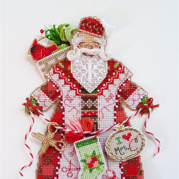 Brooke's Books Spirit of Christmas Stitching Santa Ornament INSTANT DOWNLOAD Cross Stitch Chart