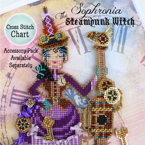 Brooke's Books Sophronia Steampunk Witchie-poo Hard Copy Cross Stitch Chart-Only