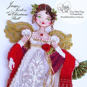 Brooke's Books Jane Austen at the Xmas Ball Stitchy Doll INSTANT DOWNLOAD Cross Stitch Chart