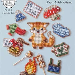 Freddie Fox is 2 of 6 from Brooke's Books Woodland Santa & Friends Ornament / Playset Collection INSTANT DOWNLOAD Cross Stitch Chart image 1