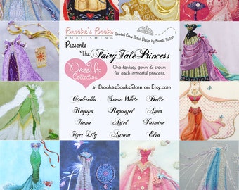 50% korting op alle 12 Brooke's boeken FairyTale Princess Dress Up Collection Borduurpatronen INSTANT DOWNLOADS