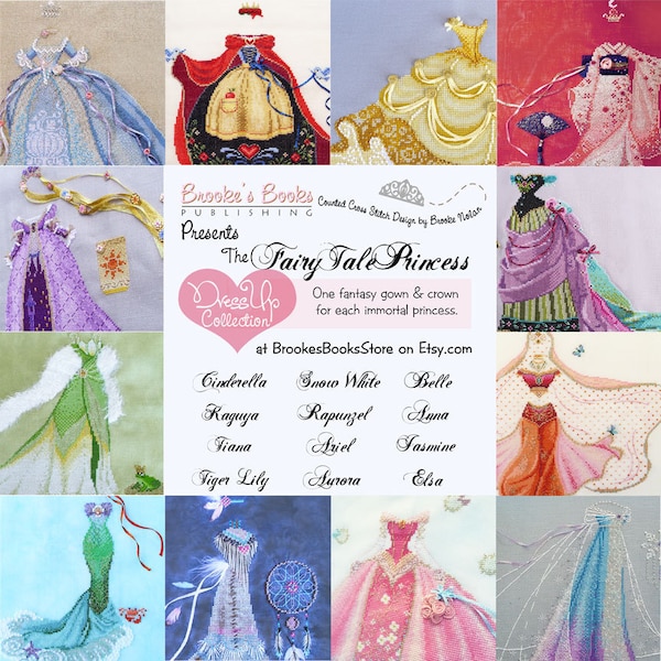 50% off Alle 12 Brooke's Books FairyTale Princess Dress Up Collection Kreuzstichvorlagen SOFORTIGE DOWNLOADS