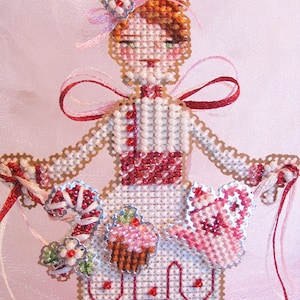 Brooke's Books Stitch-a-Little Pinky The Peppermint Angel Ornament Cross Stitch Chart Only