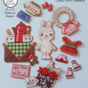 Rebecca Rabbit is #3 of 6 from Brooke's Books Woodland Santa & Friends Ornament / Playset Collection - INSTANT DOWNLOAD Cross Stitch Chart