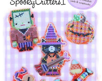 Brooke's Books Stitch-a-Little Spooky Critters I Ornament Collection - Cross Stitch Chart .PDF INSTANT DOWNLOAD