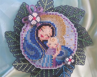 Brooke's Books Madonna & Child Cross Stitch Dimensional Ornament INSTANT DOWNLOAD Chart