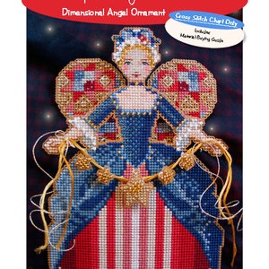 Brooke's Books Spirit of America Angel Dimensional Ornament INSTANT DOWNLOAD Cross Stitch Chart