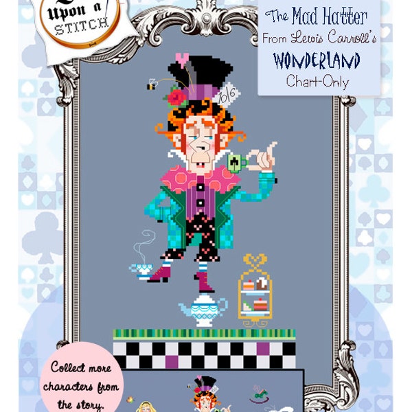 Brooke's Books Wonderland Mad Hatter Cross Stitch Chart-Only (Instant Download)