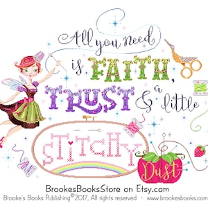 Brooke's Books Flossy The Stitch Fairy - Stitchy Dust - PDF Cross Stitch Chart INSTANT DOWNLOAD