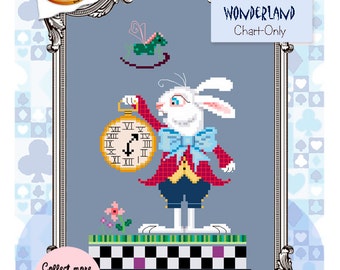 Brooke's Books Wonderland White Rabbit Cross Stitch Chart-Only (Instant Download)