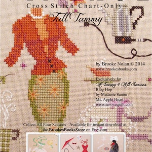 Brooke's Books Vintage Fall Fashion Tammy Cross Stitch Instant Download Chart by Brooke Nolan