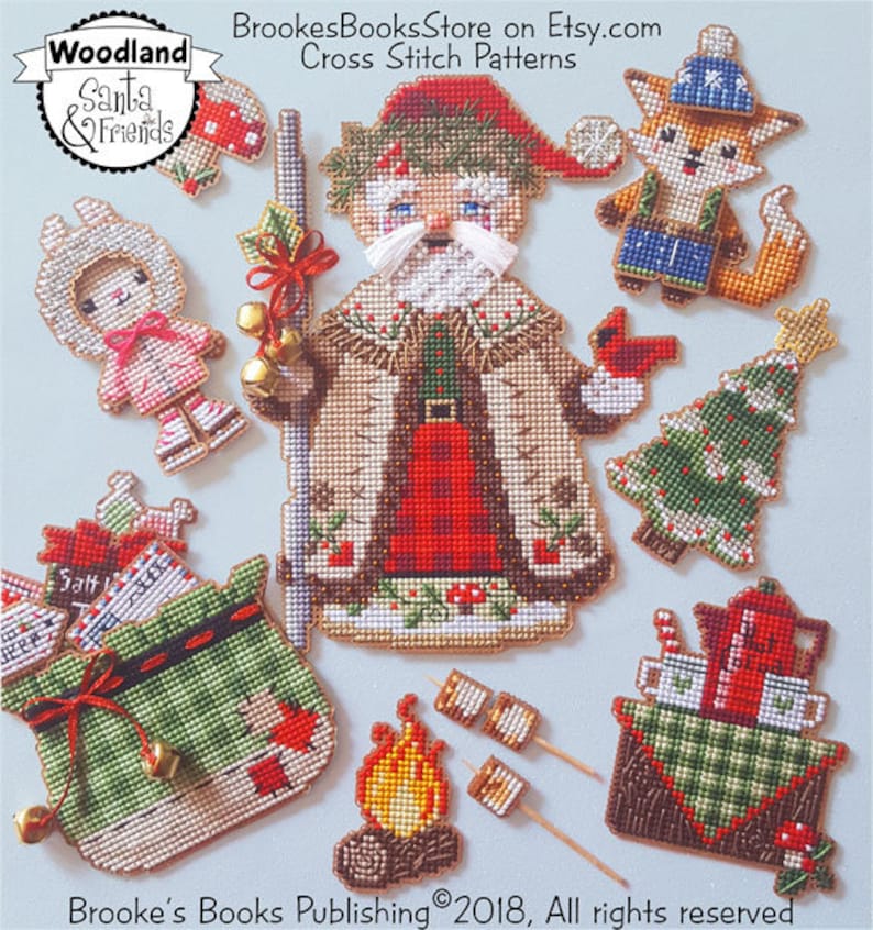 Freddie Fox is 2 of 6 from Brooke's Books Woodland Santa & Friends Ornament / Playset Collection INSTANT DOWNLOAD Cross Stitch Chart image 10