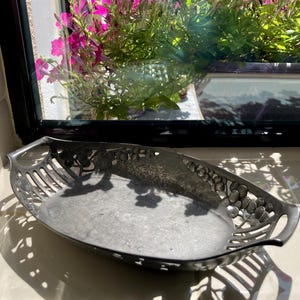 Orivit pewter basket tray dish antique fruit motif 1894-1905