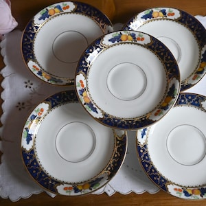 Fenton England Saucers, Bone China, Hand Painted