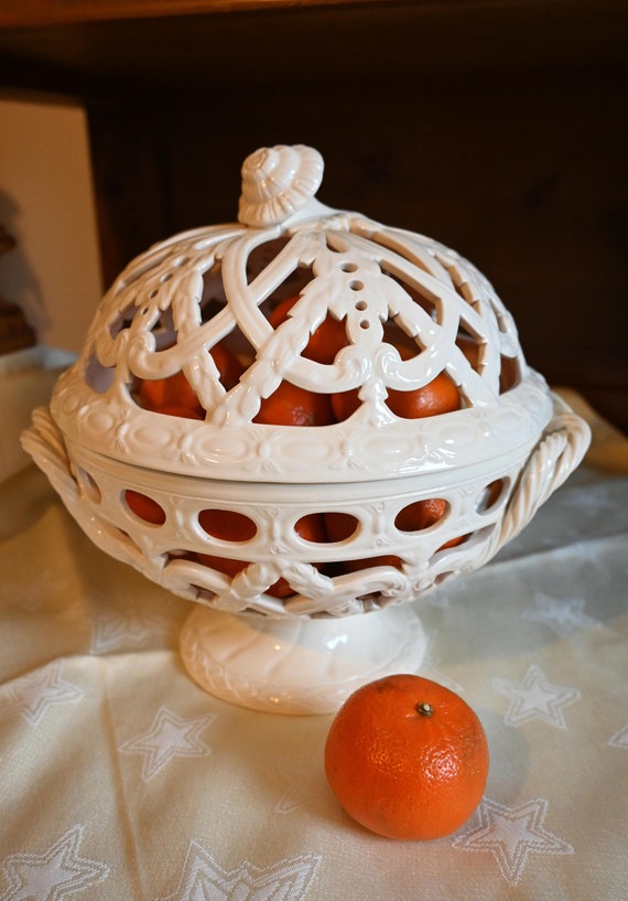 Bol à Fruits Wedgwood Creamware – Orange Réticulé – Pot-pourri – Vintage UK