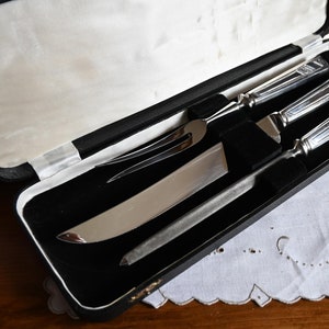 Crusader  Carving Set, Silver Plated Handles , Vintage, Art Deco Design,