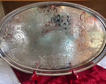 Small Oval Gallery Tray, Made by Viners of Sheffield, England