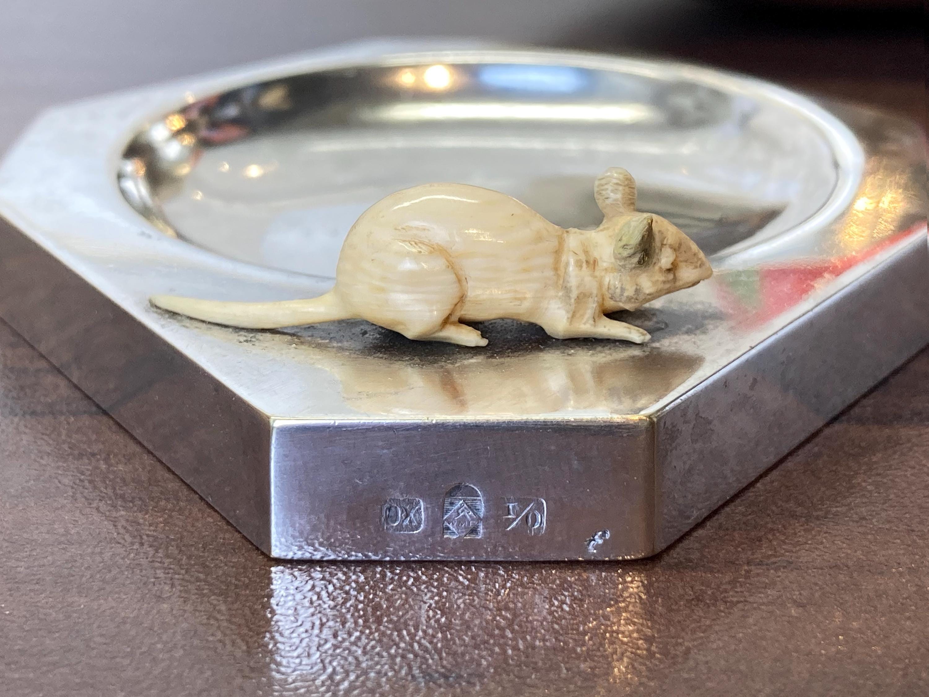 Antique WMF Silver-plated Ashtray: Mouse Pin Dish, Circa 1910-25