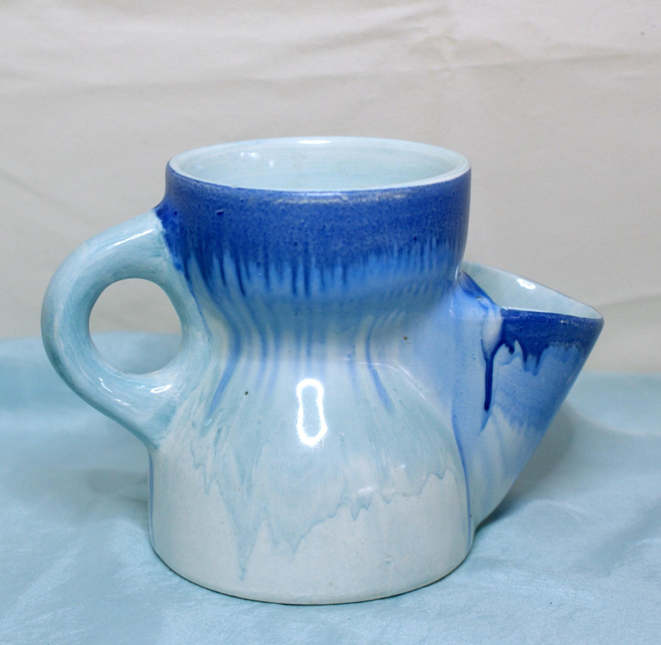 Shelley Drip Ware, Hand Made and Decorated  Blue Ceramic Shaving Mug,  Art Deco  #39