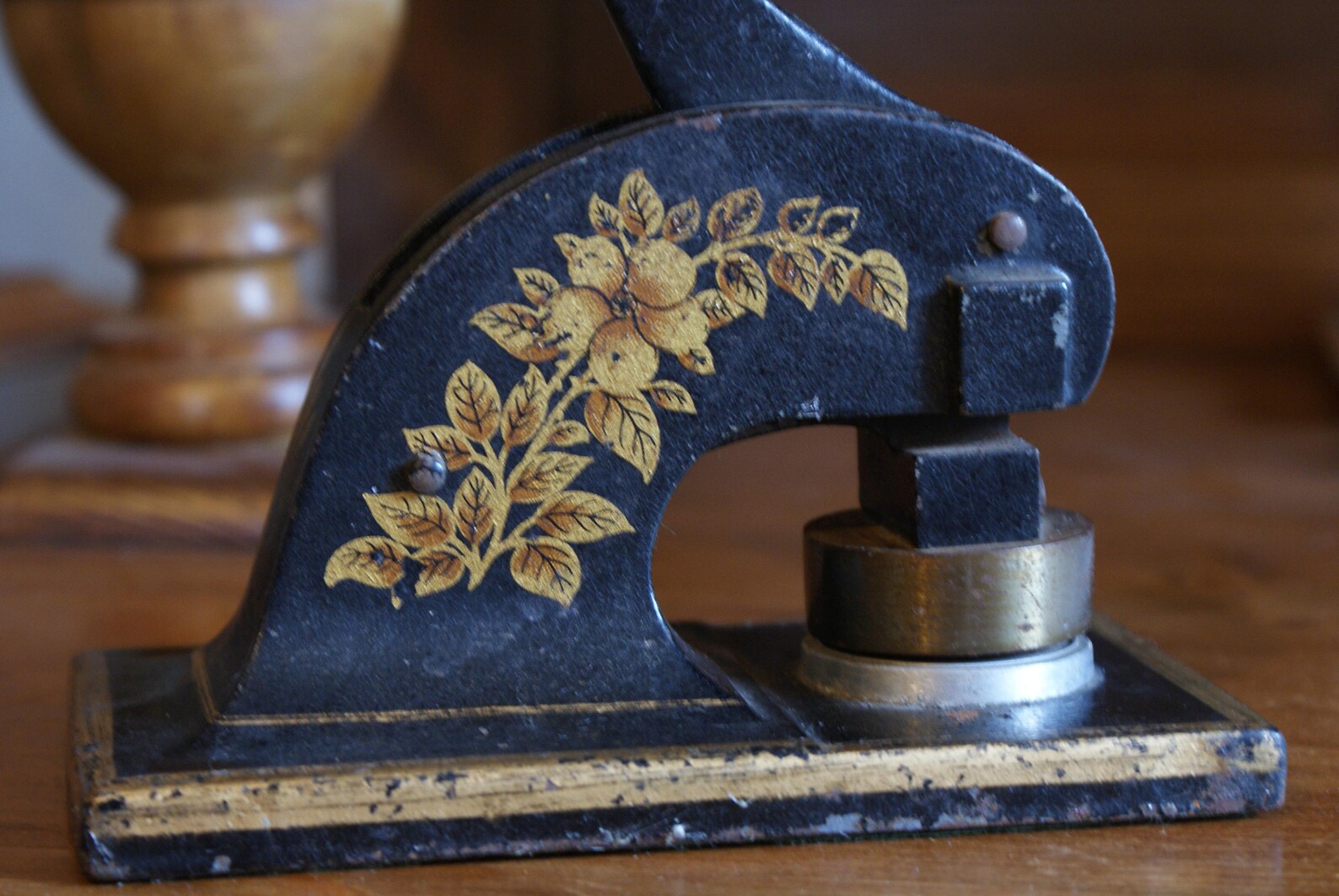 Vintage Cast Iron Embosser With Gold Decoration Desk Etsy
