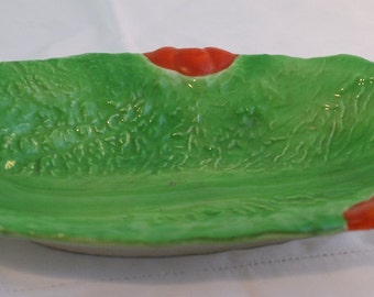 Burleigh Ware Long Lettuce Leaf Dish with tomatoes