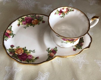 Royal Albert Snack Plate and Cup, 'Old Country Rose' Fine English Bone, Collectors Item