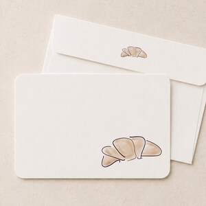 Cartes de correspondance et enveloppes Croissant, lot de 12 | Cartes illustrées plates à dos ligné | Rabats pour enveloppes assortis | Ensemble cadeau papeterie