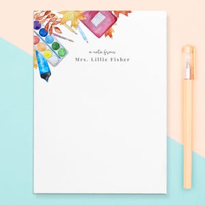 Teacher Appreciation Gift, Art Teacher Notepads, Personalized Stationery for Artists