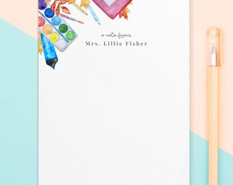 Teacher Appreciation Gift, Art Teacher Notepads, Personalized Stationery for Artists