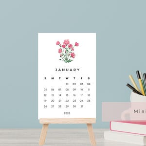 2026 Mini Desk Calendar, Watercolor Floral Gift, Desk Decor, Stocking Stuffers