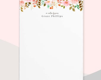 Gepersonaliseerde notitieblokken, met bloemen geïllustreerde aangepaste notitieblokken, aangepast briefpapier