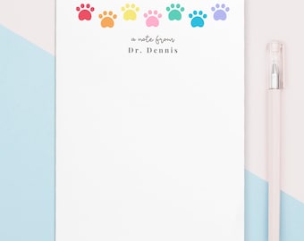 Personliga anteckningsblock för veterinärer, Anpassad veterinärteknikerpresent, Personliga anteckningsblock för veterinärer, Tassavtrycksbrevpapper