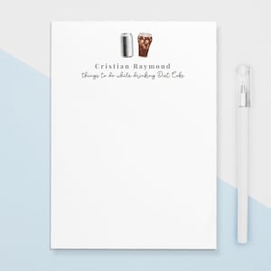 Personalisierte Diet Coke Lover Notizblock Briefpapier, Coke Lover Geschenk, Dinge zu tun, während Diet Coke getrunken wird