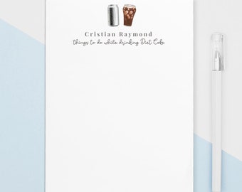Personalized Diet Coke Lover Notepad Stationery, Coke Lover Gift, Things To Do While Drinking Diet Coke