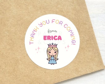 Personalized Princess Stickers, Birthday Favor, Celebration Sticker Label, Baby Shower Stickers