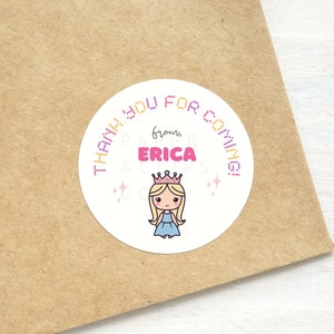 Personalized Princess Stickers, Birthday Favor, Celebration Sticker Label, Baby Shower Stickers