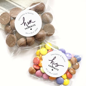 His and Her Favorite Personalized Stickers - Wedding Candy Favors, Cookie Favor Stickers