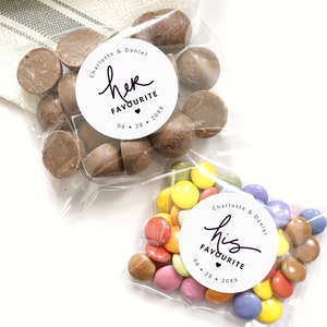 His and Her Favourite Personalized Stickers - Wedding Candy Favors, Cookie Favor Stickers