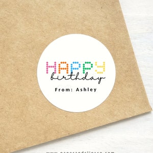Personalized Happy Birthday Stickers, Birthday Favor, Celebration Sticker Label, Cupcake Sticker