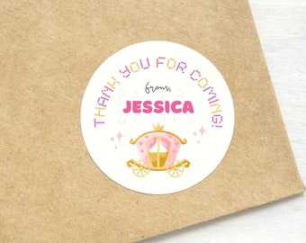 Personalized Princess Carriage Stickers, Birthday Favor, Celebration Sticker Label, Baby Shower Stickers