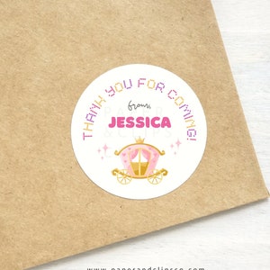 Personalized Princess Carriage Stickers, Birthday Favor, Celebration Sticker Label, Baby Shower Stickers