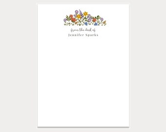 Personalized Notepads, Floral Illustrated Custom Notepads, Customized Stationery