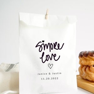 S'more Love Wedding Favors- Personalized Party Favor Grease-Resistant Bags, White Paper Bags (Bags only)