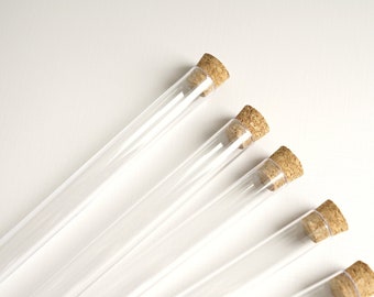 20 provette trasparenti con tappo in sughero - Bomboniere per matrimoni - 20 ml - 15 x 150 mm