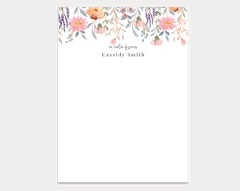 Gepersonaliseerde notitieblokken, met bloemen geïllustreerde aangepaste notitieblokken, aangepast briefpapier