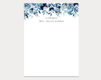 Personalized Notepads, Floral Illustrated Custom Notepads, Customized Stationery