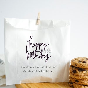 Personalized Happy Birthday Party Favor White Bags - Birthday Loot Bags