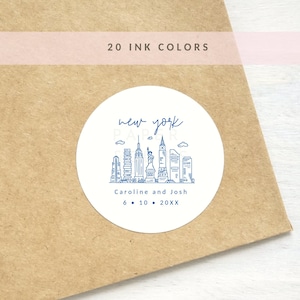 Adesivi per matrimonio con skyline di New York - Adesivi personalizzati di New York