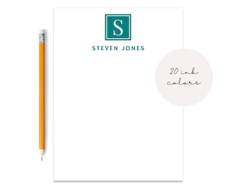 Initiale monogramme personnalisée avec blocs-notes nom, bloc-notes personnalisés, papeterie personnalisée